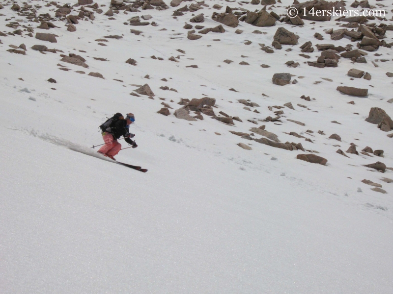 Brittany Walker Konsella backcountry skiing on Mt Antero.