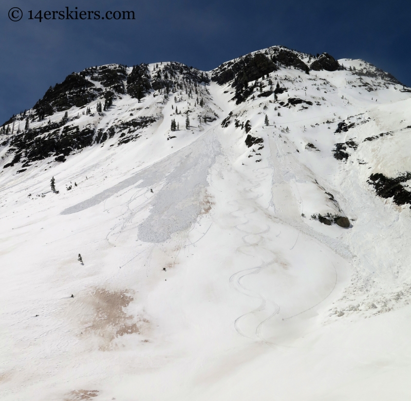 Nick Matisse, Starr Jamison, and Brittany Konsella of 14erskiers skiing Mineral and Augusta near Crested Butte.