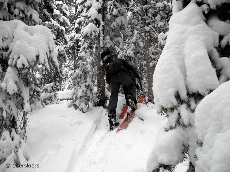 Avalanche awareness while backcountry skiing.