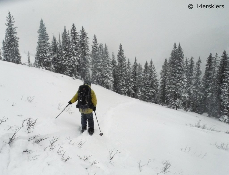 Avalanche awareness while backcountry skiing.