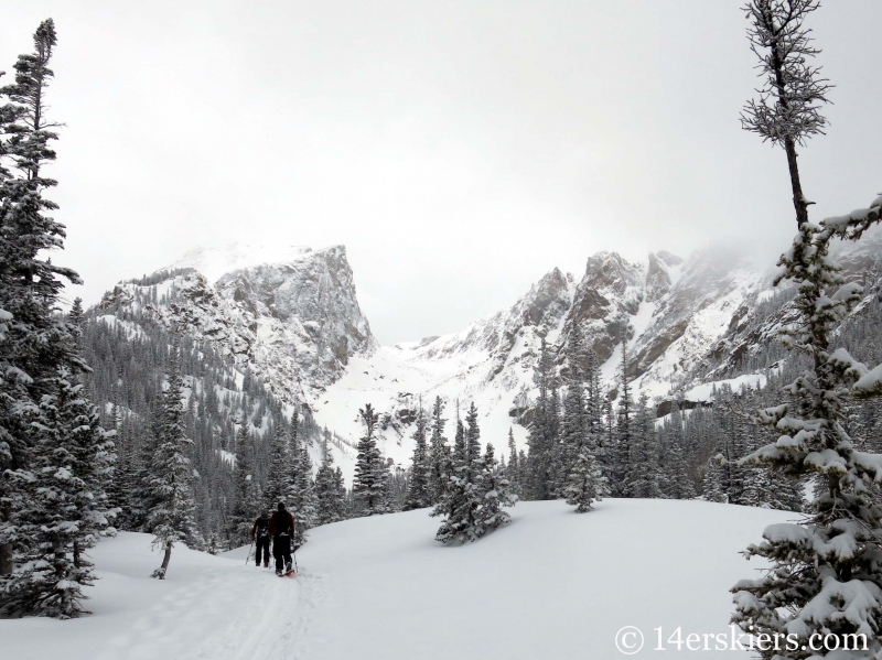 Backcountry skiing Bear Lake zone in Rocky Mountain National Park.