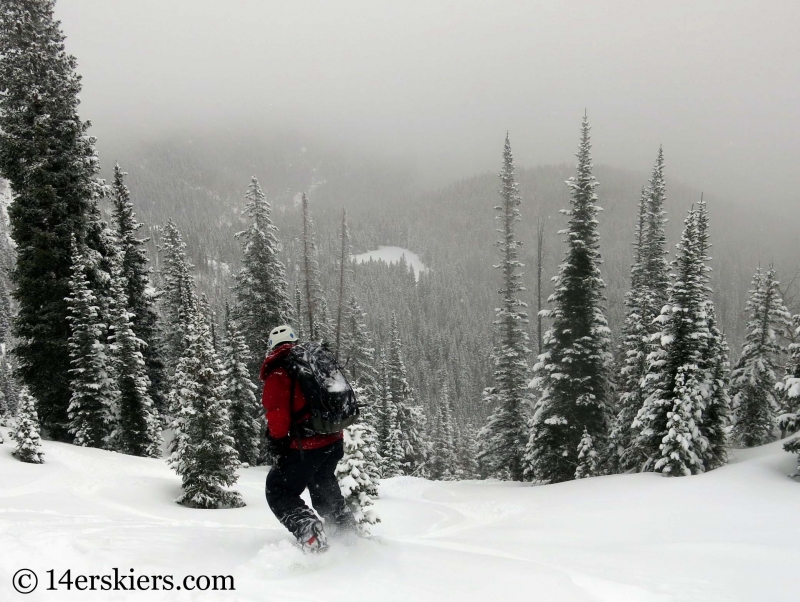 Zach Taylor backcountry snowboarding in the Bear Lake Zone of Rocky Mountain National Park.