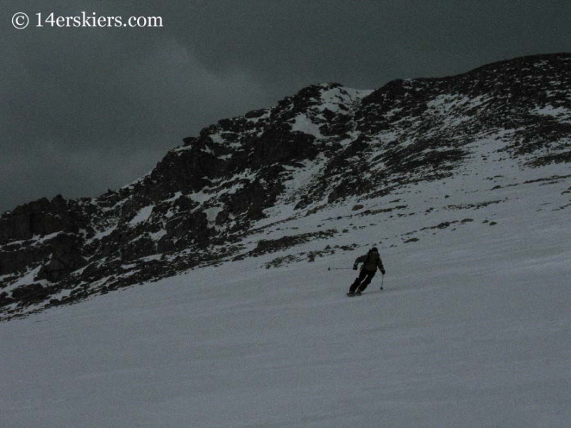 Frank Konsella backcountry skiing on Mt. Bierstadt.