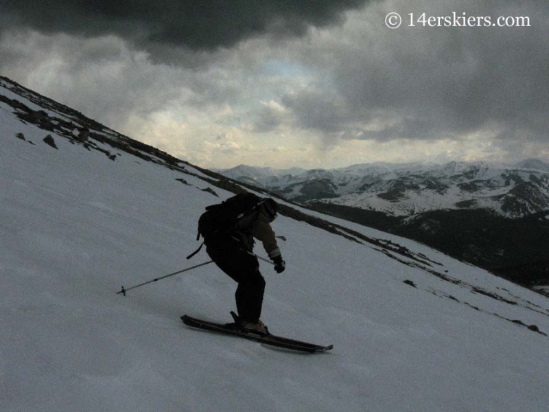 Frank Konsella backcountry skiing on Mt. Bierstadt.