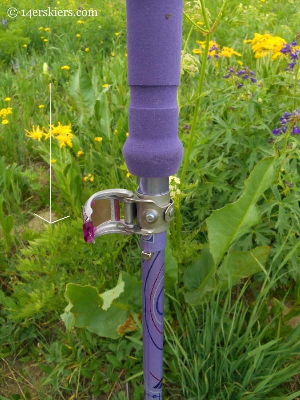 The poles shortened to 95 cm, with the Flick-lock lever open
