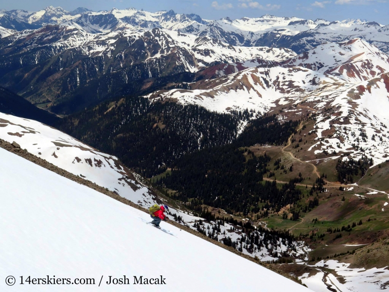 Brittany Konsella backcountry skiing on Hurricane Peak. 