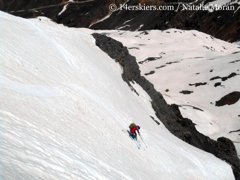 Brittany Konsella backcountry skiing on Bonita Peak. 