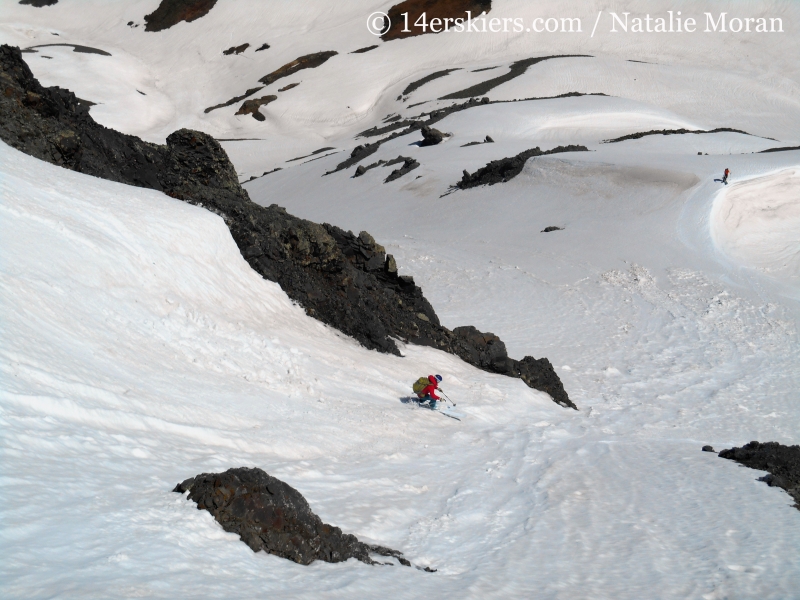 Brittany Konsella backcountry skiing on Bonita Peak.