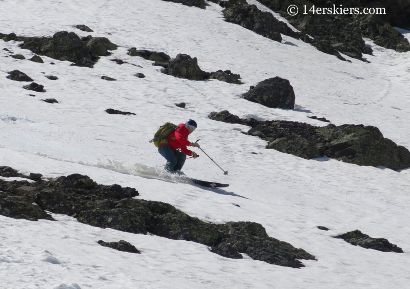 Brittany Konsella backcountry skiing on Bonita Peak.