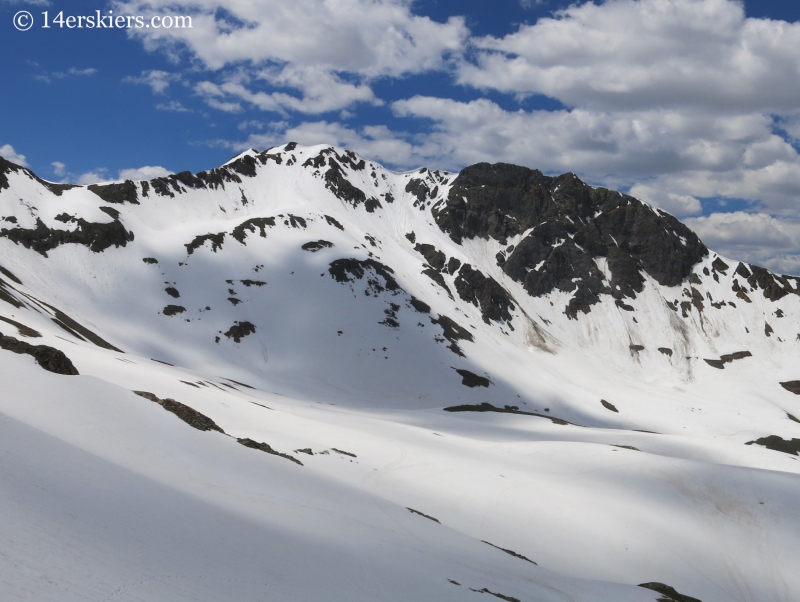 Backcountry skiing on Bonita Peak. 