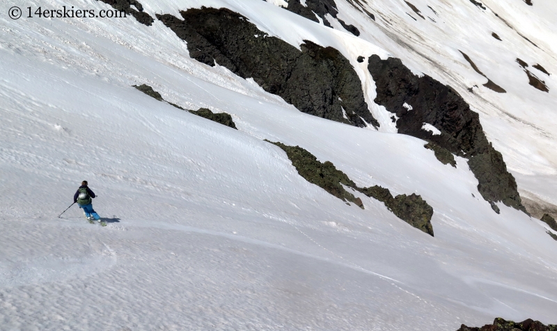 Natalia Moran backcountry skiing on Bonita Peak. 