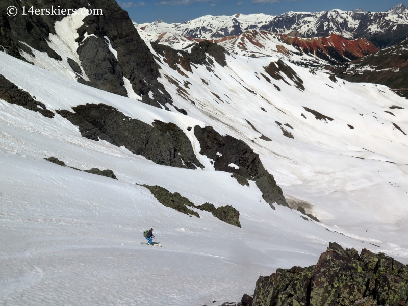 Natalia Moran backcountry skiing on Bonita Peak.  