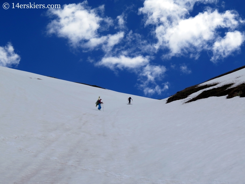 Climbing Hurricane Peak to go backcountry skiing.