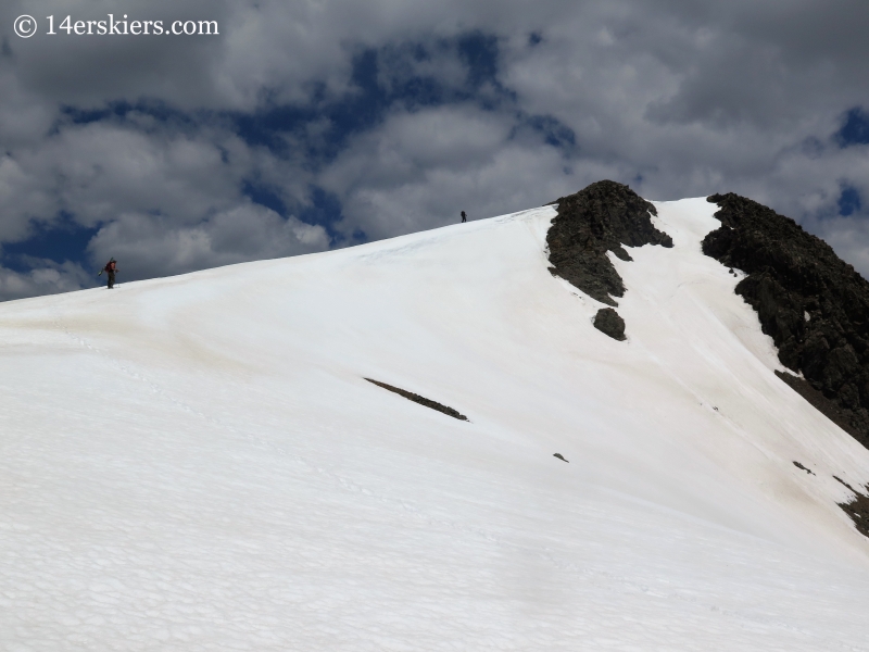 Approaching the summit of Hurricane Peak to go backcountry skiing. 