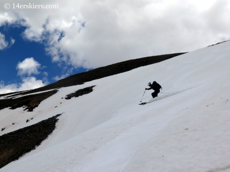 Josh Macak backcountry skiing on Hurricane Peak. 
