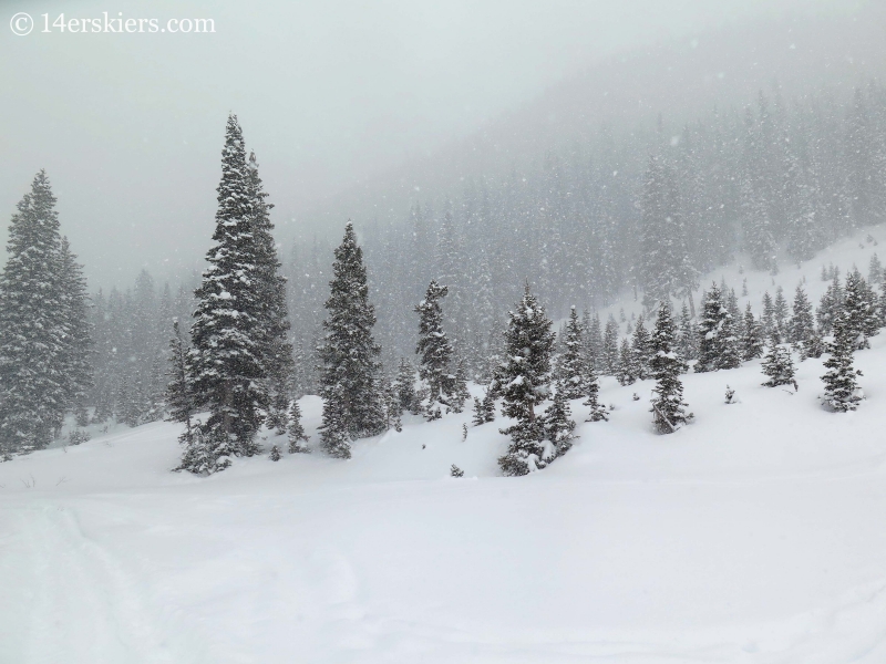 Blizzard while backcountry skiing in Crested Butte. 