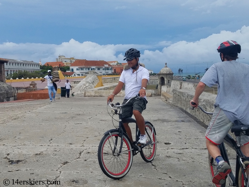 Colorful Cartagena city walls bike tour