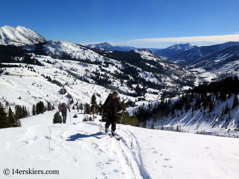 Skin track, backcountry skiing in Crested Butte