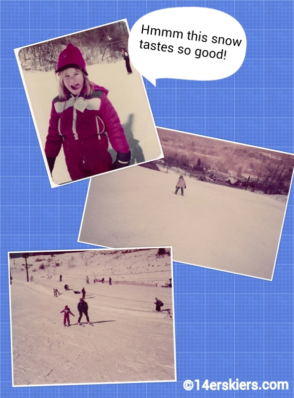 Brittany Walker Konsella skiing at age 6 in Ohio.