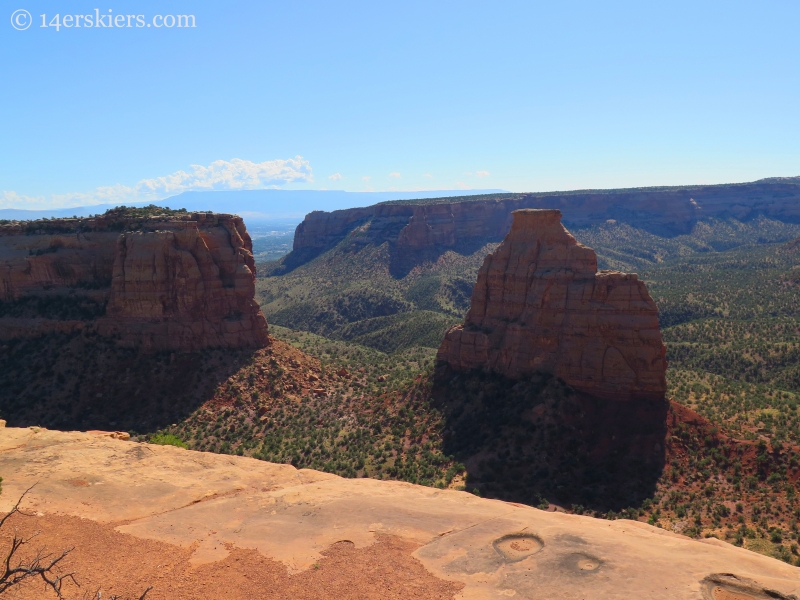 The famed Independence Rock, with Monument Canyon behind and the Grand Mesa in the distance at the Colorado National Monument.