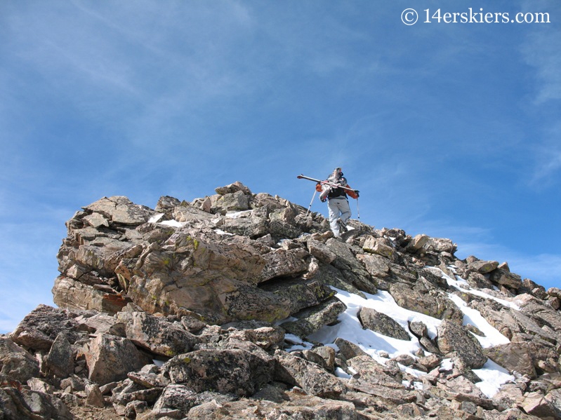 Fritz Sperry climbing ridge on Mount Columbia.