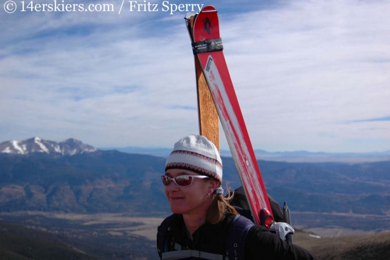 Brittany Walker Konsella climbing to ski Mount Columbia.