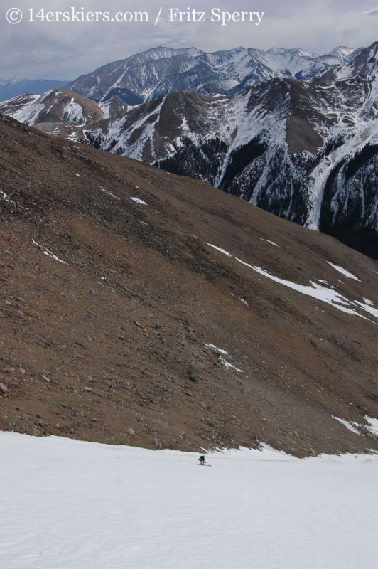 Brittany Walker Konsella backcountry skiing on Mount Columbia. 