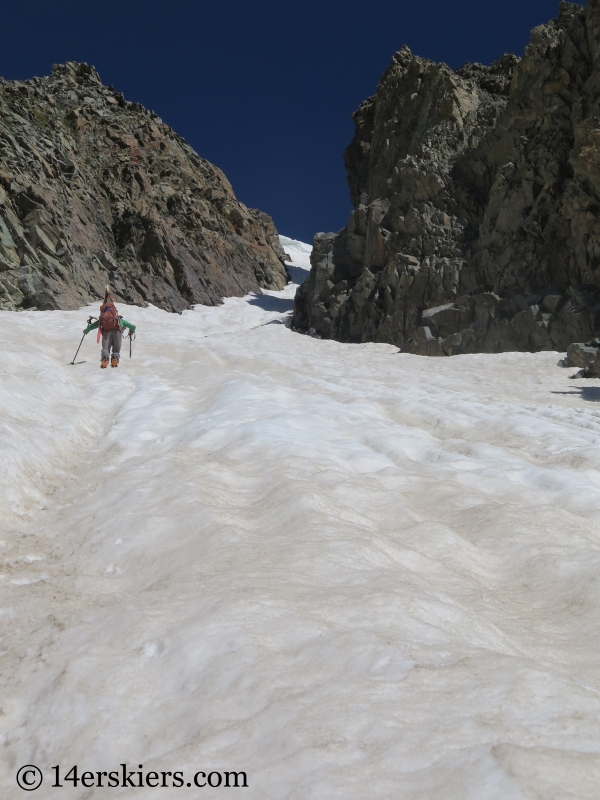 Larry Fontaine climbing Conundrum Couloir