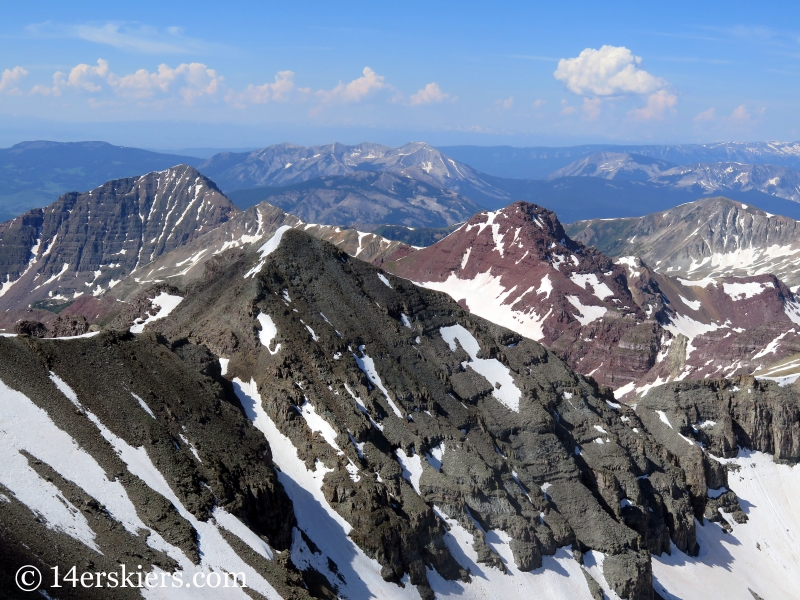 Whetstone and Teocalli seen from Conundrum Peak.