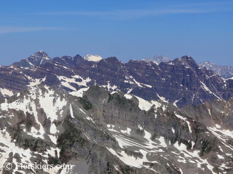 Views of the Maroon Bells and Pyramid from Conundrum Peak. 