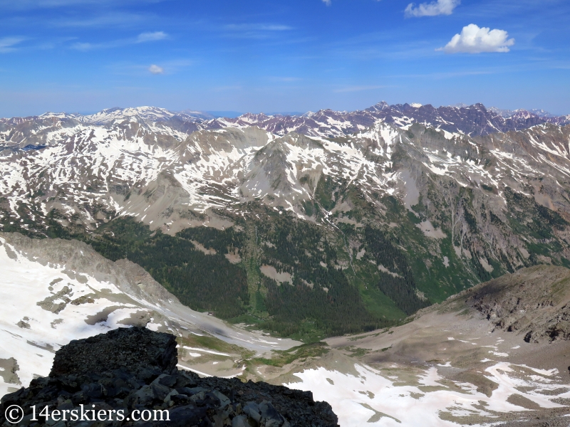 Views of the Elk Range from the summit of Conundrum Peak. 