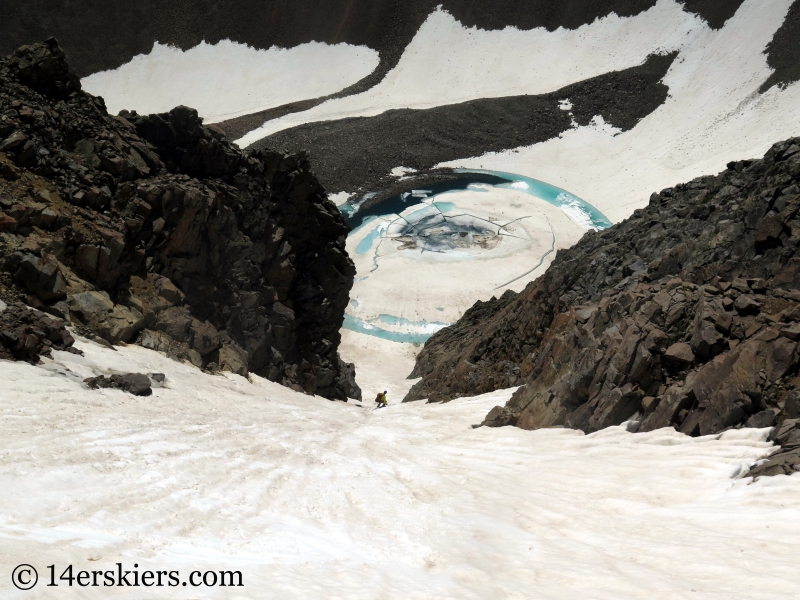 Larry Fontaine backcountry skiing Conundrum Couloir near Aspen.