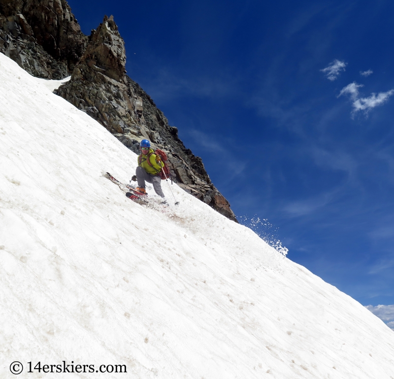 Larry Fontaine backcountry skiing Conundrum Couloir near Aspen.