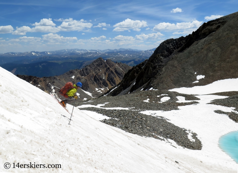Larry Fontaine backcountry skiing Conundrum Couloir near Aspen.