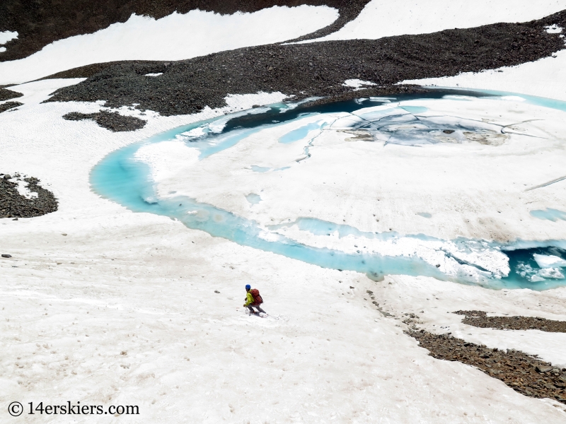 Larry Fontaine backcountry skiing Conundrum Couloir near Aspen.