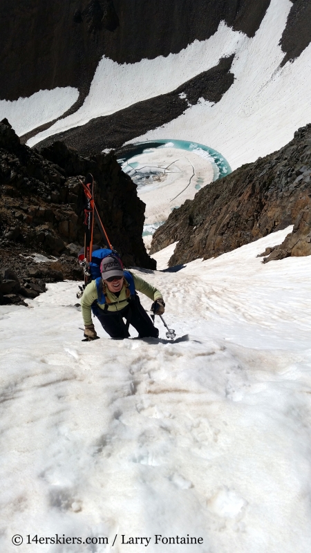 Brittany Walker Konsella climbing Conundrum Couloir. 