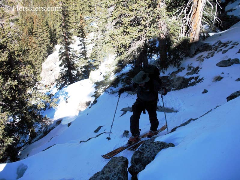 Frank Konsella skinning toward Crestone Peak