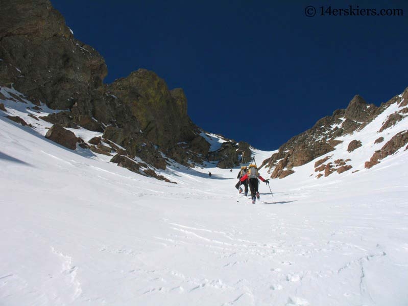 Climbing Crestone Peak to go backcountry skiing