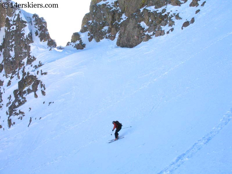 Frank Konsella skiing Crestone Peak. 