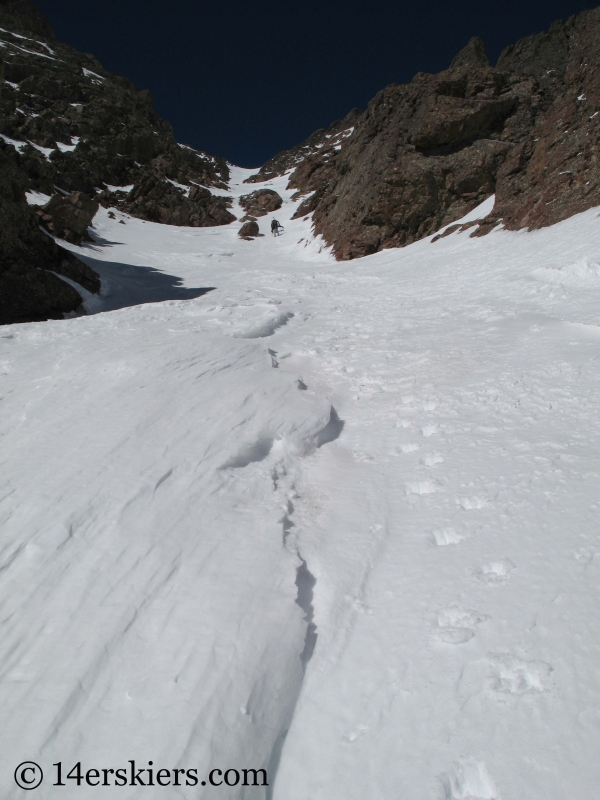 Climbing Crestone Peak to go backcountry skiing