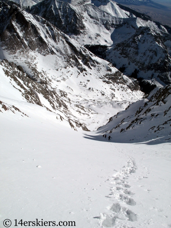 Climbing Crestone Peak to go backcountry skiing