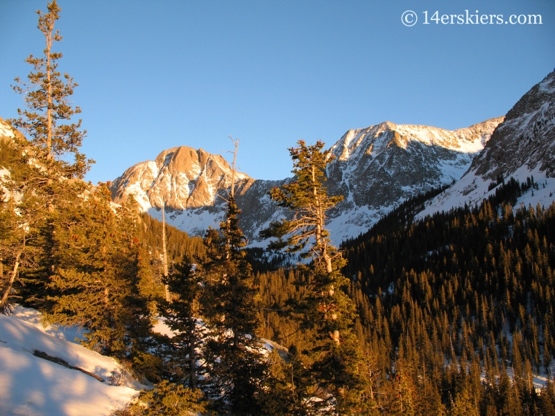 Sun setting near Crestone Peak.