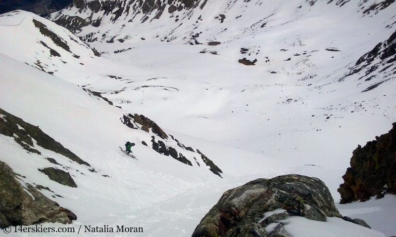 Backcountry skiing the north face of Crystal Peak.