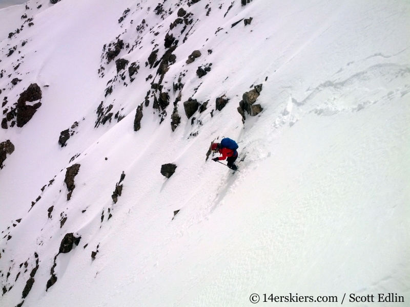 Backcountry skiing the north face of Crystal Peak.