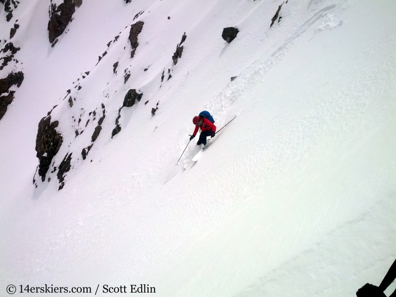 Backcountry skiing the north face of Crystal Peak.