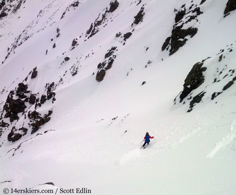 Backcountry skiing the north face of Crystal Peak.