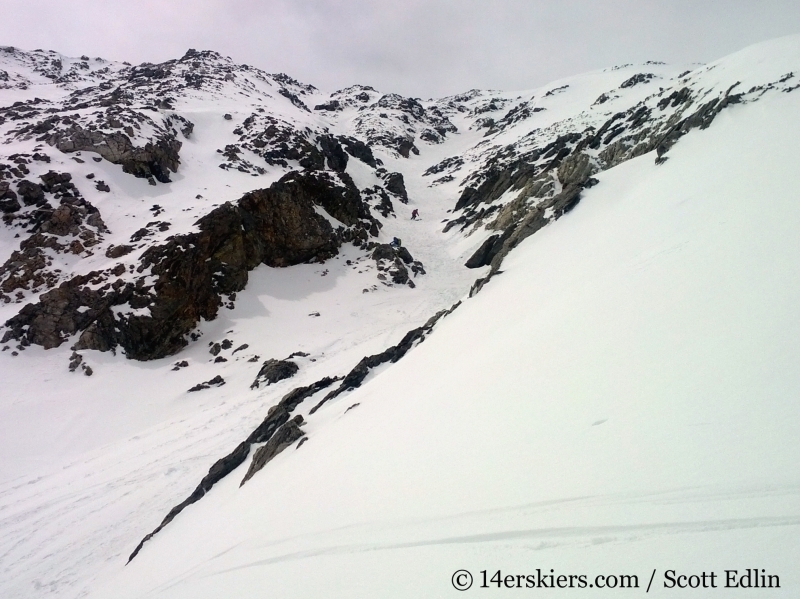 Backcountry skiing the north face of Crystal Peak.