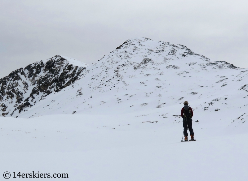 Backcountry skiing the north face of Crystal Peak.