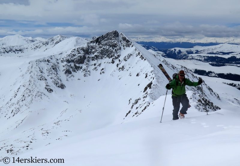 Backcountry skiing the north face of Crystal Peak.