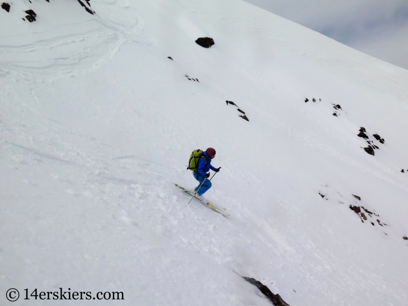 Backcountry skiing the north face of Crystal Peak.